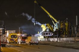 Brand op baggerschip aan Noorderkade in Beverwijk
