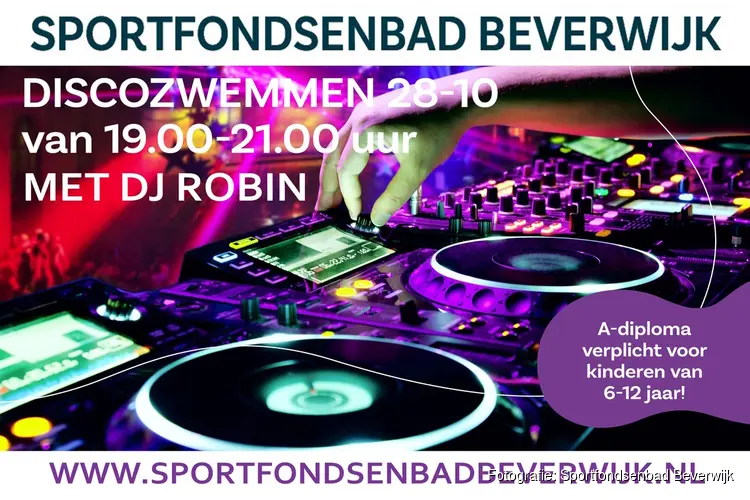 Discozwemmen op 28 oktober van 19.00 tot 21.00 uur met DJ Robin