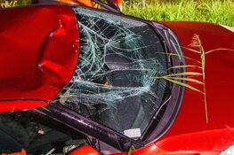 Auto over de kop langs dijk in Beverwijk