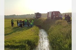 Man met scootmobiel de sloot in